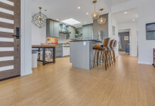 natural wide plank strand bamboo floor kitchen