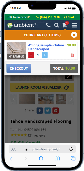 cart popup in mobile
