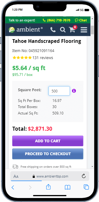 product detail page in mobile