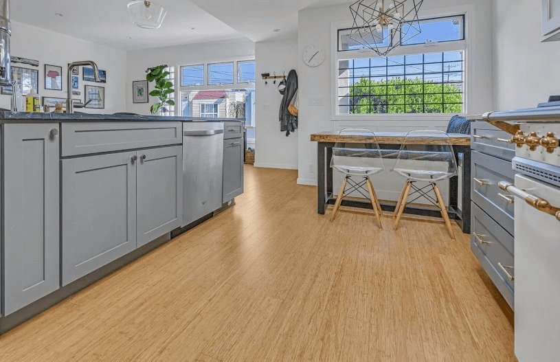 Kitchen with natural stranded bamboo flooring