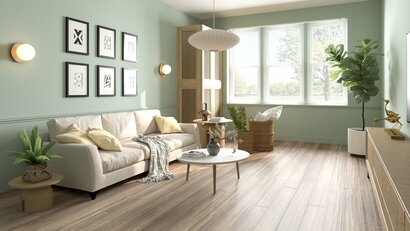 Mesa Antiqued Strand Bamboo flooring room scene